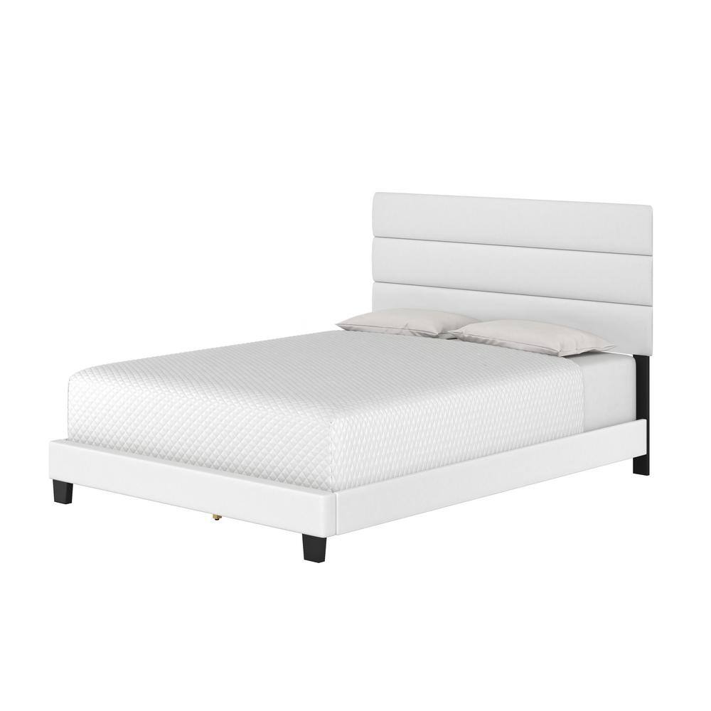 Piedmont Light Faux Leather Queen Platform Bed with Tufted Headboard
