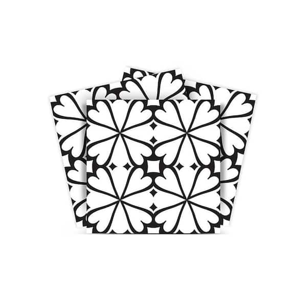 MI ALMA Black and White BKW7 4 in. x 4 in. Vinyl Peel and Stick Tile (24 Tiles, 2.67 sq.ft./Pack)