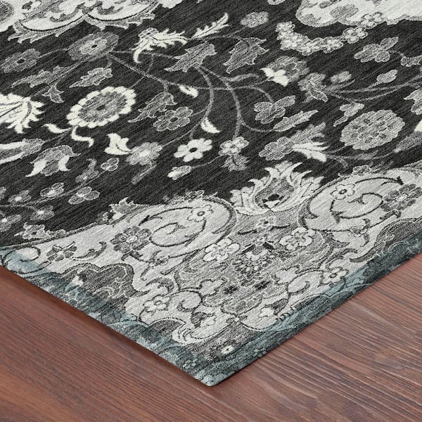 Chantille Machine Washable Indoor/Outdoor Abstract ACN2611 Black 3 ft. x 4 ft. Area Rug