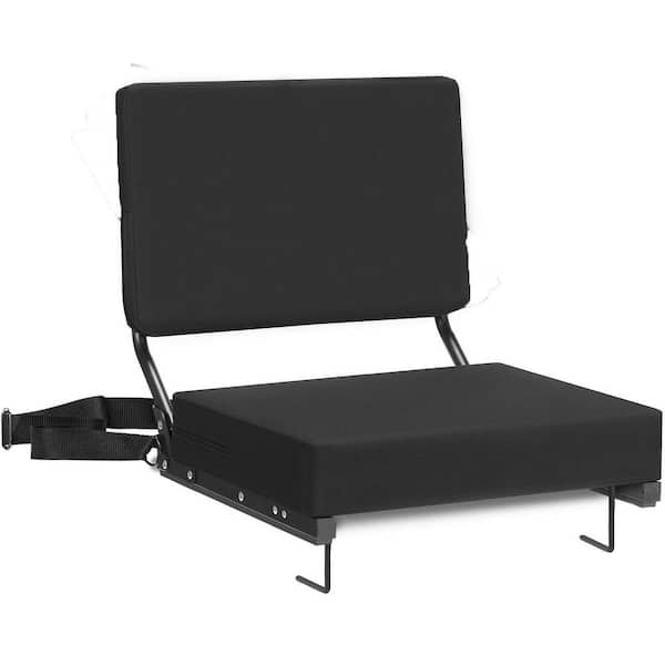 Black Padded Foam Stadium Chair with Back Support, Foldable and Portable, 330 lbs. Weight Capacity