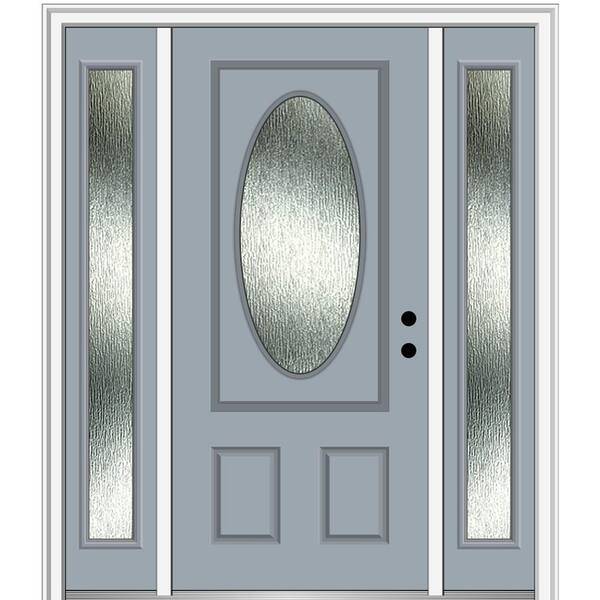 MMI Door 64 in. x 80 in. Left-Hand Inswing Rain Glass Storm Cloud Fiberglass Prehung Front Door on 4-9/16 in. Frame