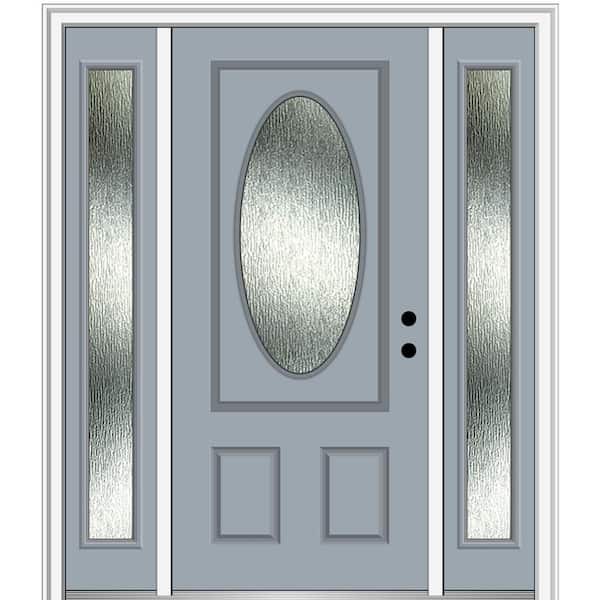 MMI Door 64 in. x 80 in. Left-Hand Inswing Rain Glass Storm Cloud Fiberglass Prehung Front Door on 6-9/16 in. Frame