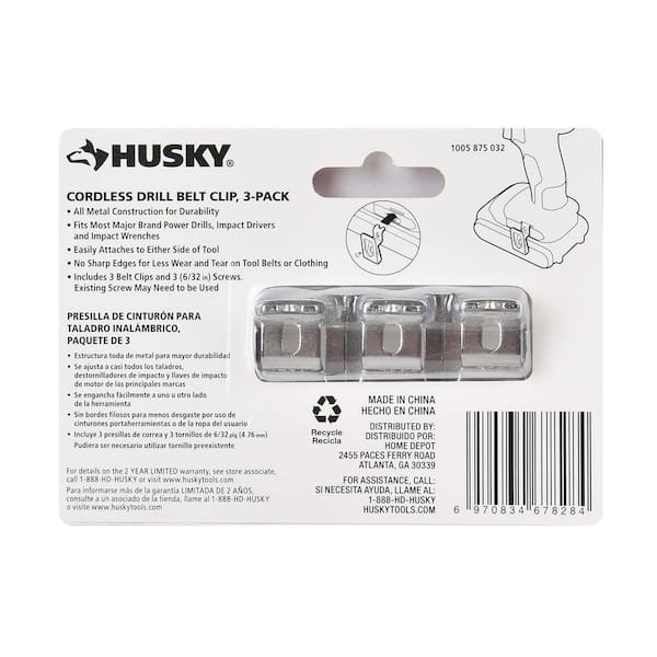 Husky Universal Steel Belt Clip Set (3-Piece) THD20191118 - The