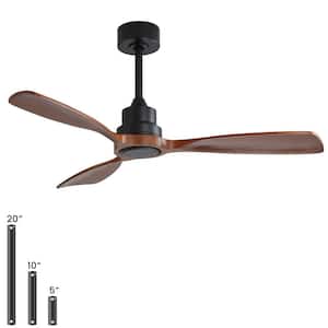 48 in. Indoor/Outdoor Black Wood Ceiling Fan without Lights, Remote Control and 6-Speed DC Motor