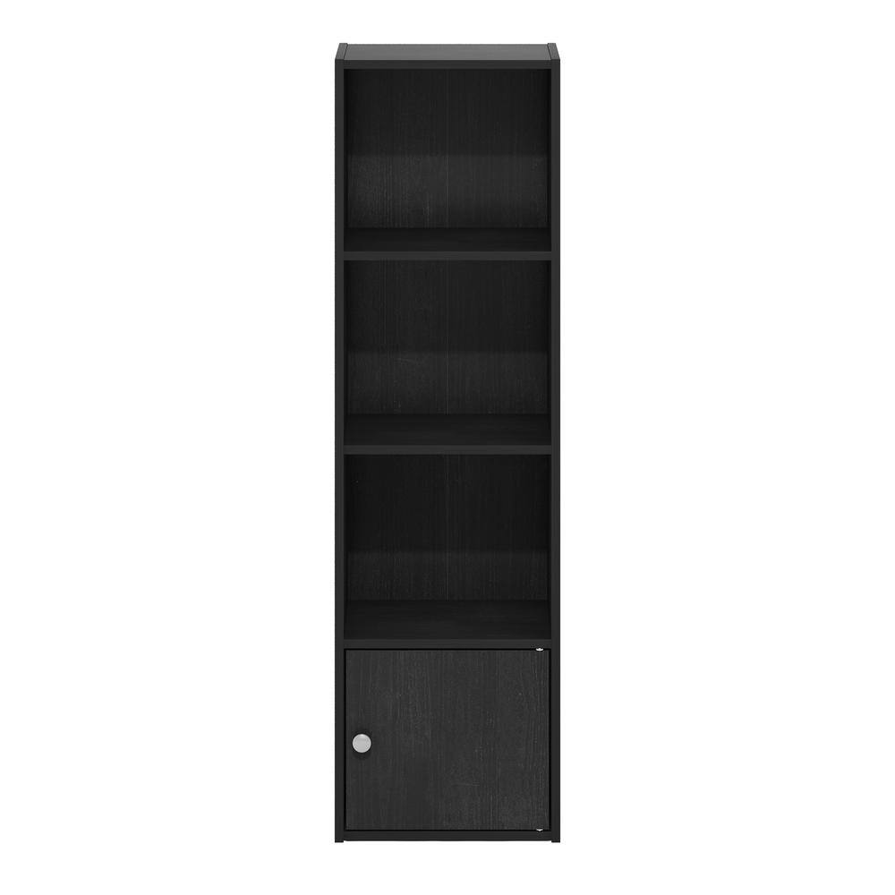 Blackwood 4-Tier Shelf Bookcase with Door Storage Cabinet
