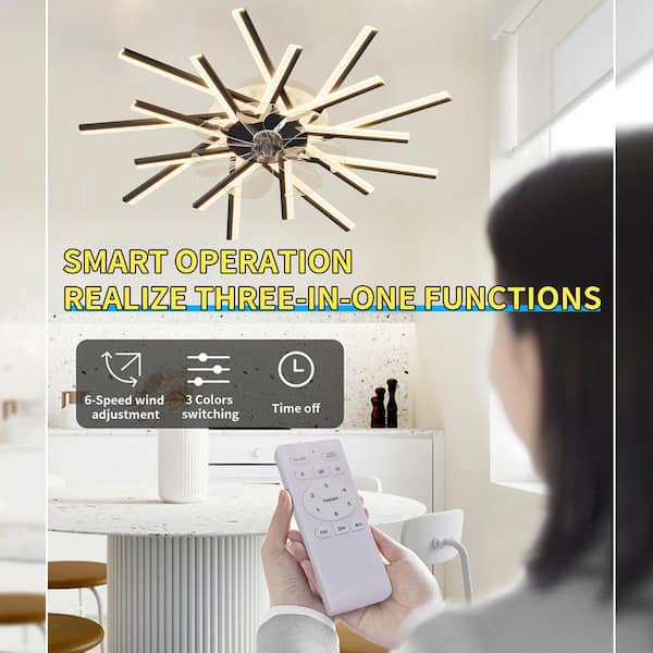 Staykiwi 36 in. Smart Indoor Black Ceiling Fan with Integrated LED 