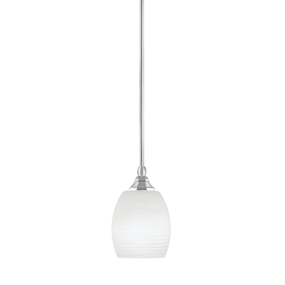 Sparta 100-Watt 1-Light Chrome Shaded Pendant Light Mini Pendant with White