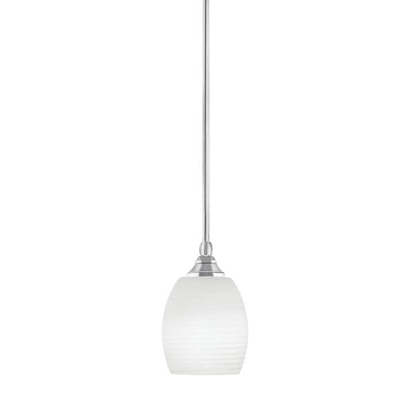 Unbranded Sparta 100-Watt 1-Light Chrome Shaded Pendant Light Mini Pendant with White Linen Glass and No Bulb Included