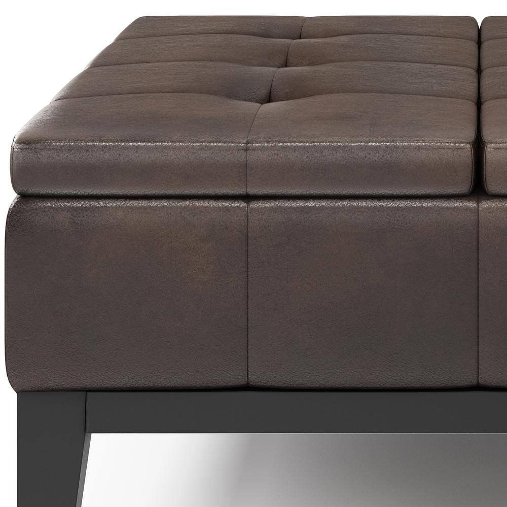 Dover 36" Distressed Brown Faux Leather Tufted Coffee Table Ottoman