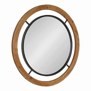 Medium Round Brown Classic Mirror (32 in. H x 32 in. W)