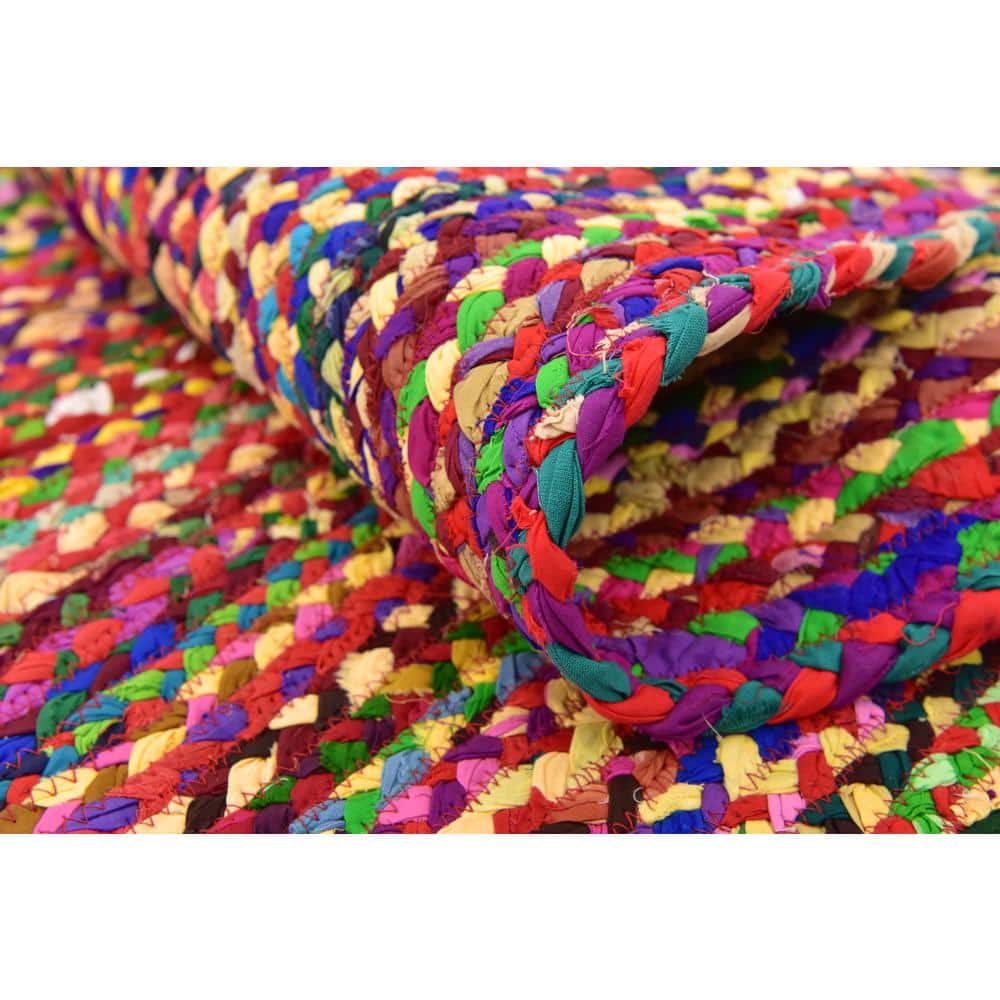 Handmade Multicolor Braided Cotton Runner Rug