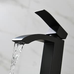Minimalist Single Handle Low Arc Single Hole Bathroom Faucet with Pop-Up Drain Assembly in Matte Black