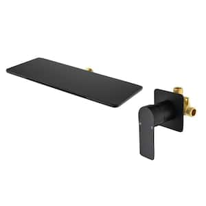 Amo Single-Handle Rectangular Waterfall Spout Wall Mounted Bathroom Faucet in Matte Black