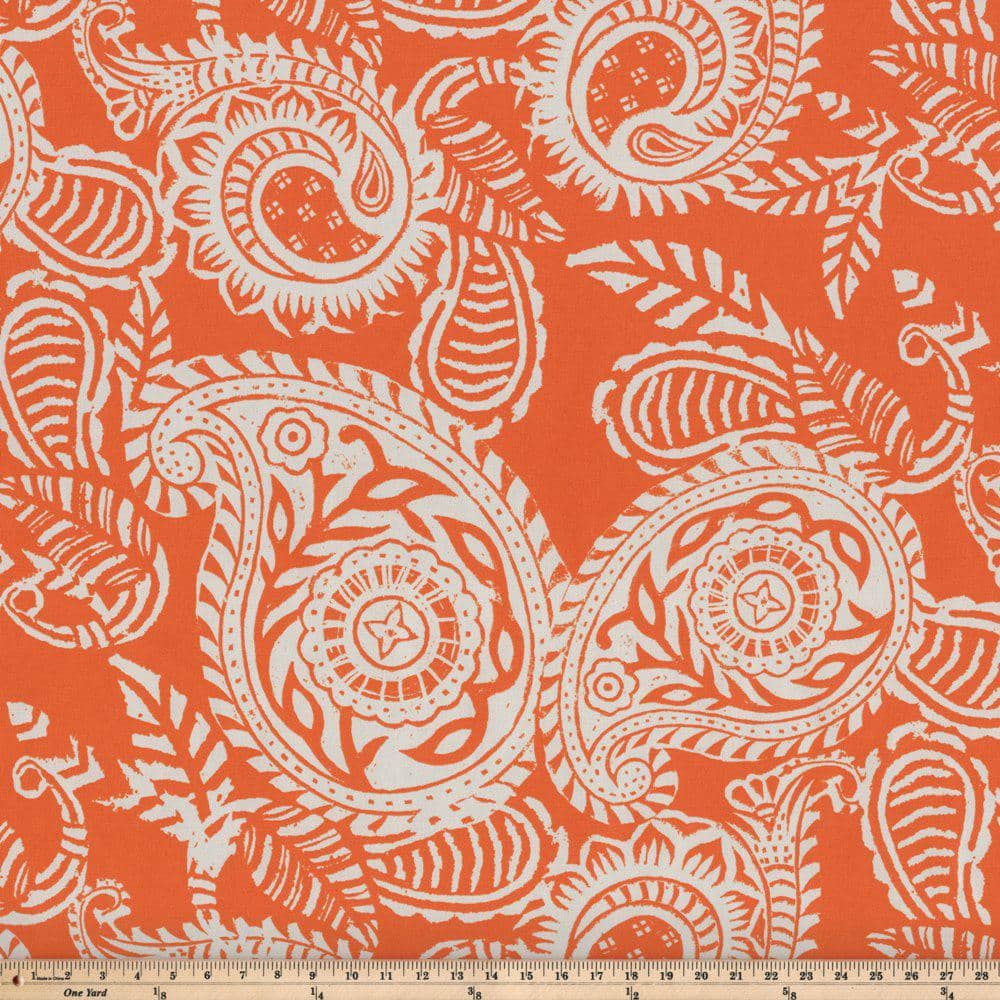 Addie Orange and White Paisley Rectangular Throw Pillow Set