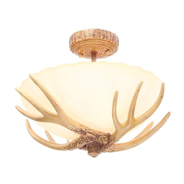Hampton Bay Antler 16.5 in. 3-Light Semi-Flush Mount with Sunset Glass  Shade 17199 - The Home Depot