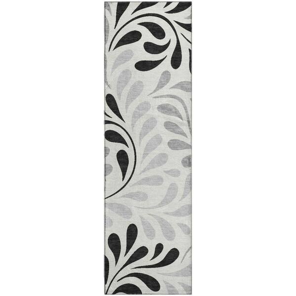 Mayfield Premium Machine Washable Abstract AMF2411 Ivory 2 ft. x 7 ft. Runner Rug