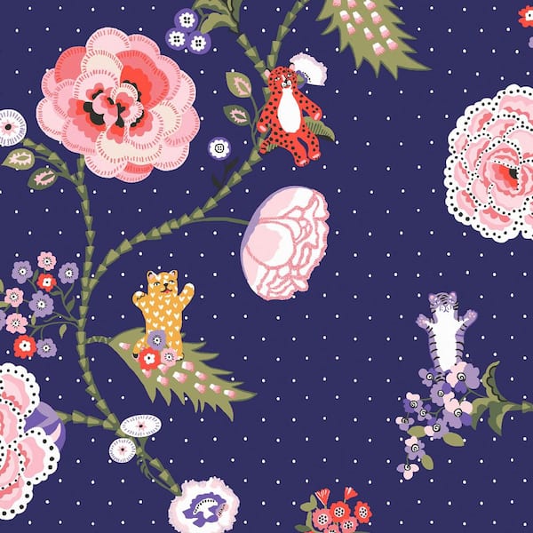 Cath Kidston Catnip Navy Wallpaper