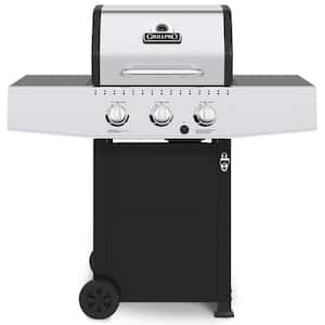 3-Burner Propane Gas Grill Cart in Stainless Steel