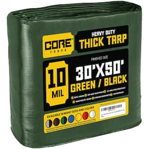 30 ft. x 50 ft. Green/Black 10 Mil Heavy Duty Polyethylene Tarp, Waterproof, UV Resistant, Rip and Tear Proof