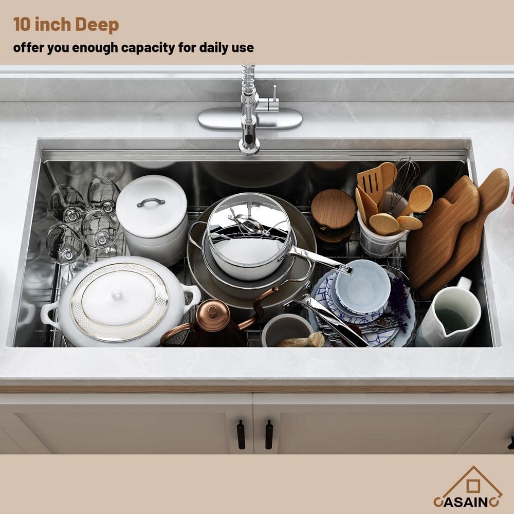 36" Stainless Steel Undermount Kitchen Sink with Accessories