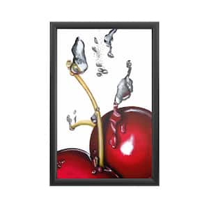 "Cherry Splash II " by Roderic Stevens Framed with LED Light Still Life Wall Art 24 in. x 16 in.