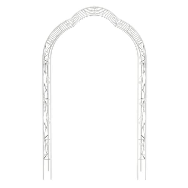 98.4 in. x 59 in. Iron Garden Arbor Trellis in White