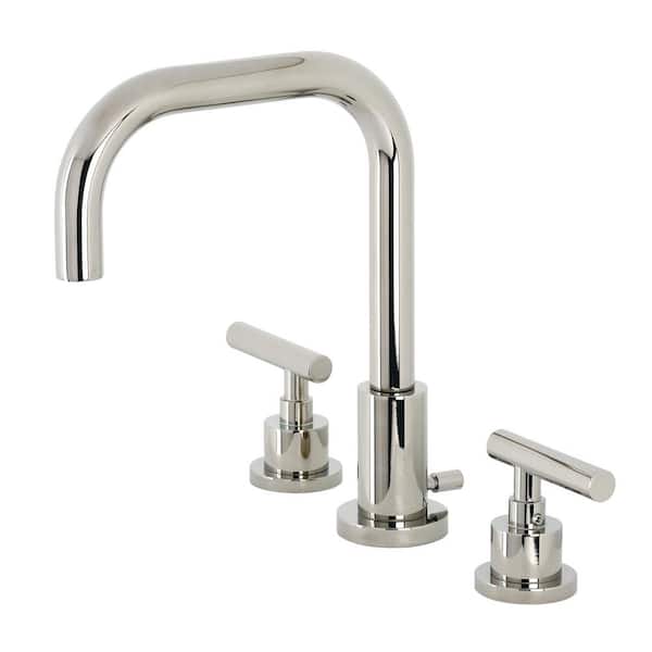 Kingston Brass Manhattan 8 in. Widespread 2-Handle Bathroom Faucet in Polished Nickel