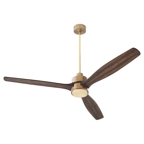 quorum Reni 65 in. 3 Blade Dry Listed Aged Brass Ceiling Fan