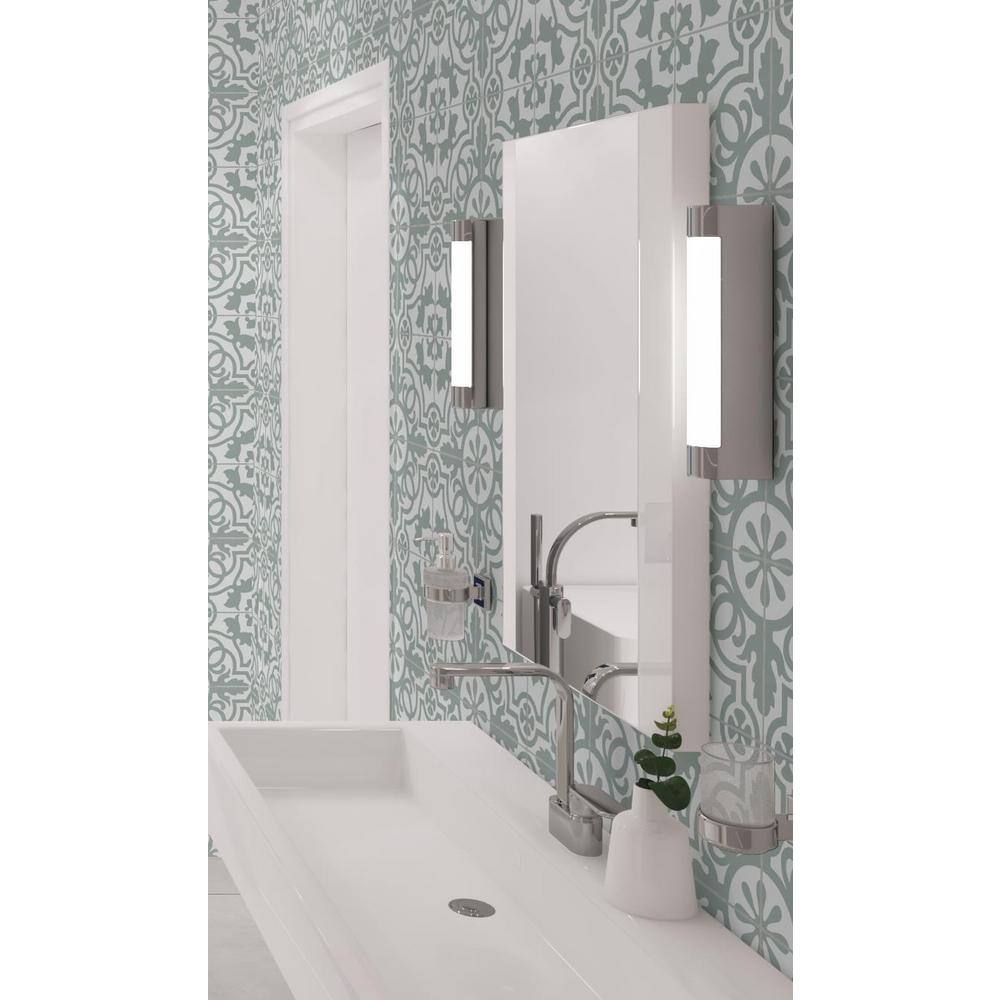 Bliss 8" Gray and White Porcelain Moroccan Wall and Floor Tile