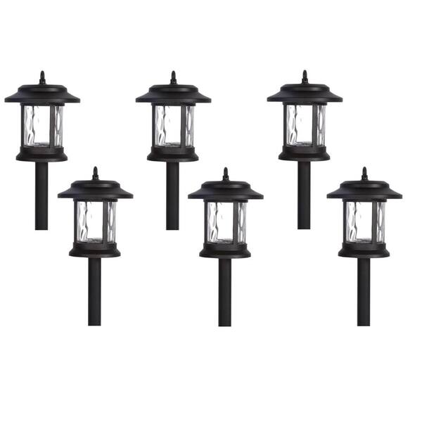 Hampton Bay Solar Black Outdoor Integrated LED Lantern Landscape Path