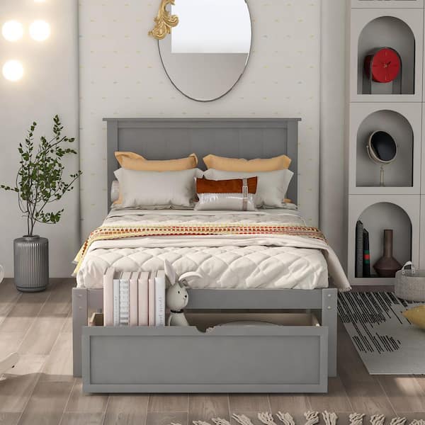 Gray twin platform deals bed