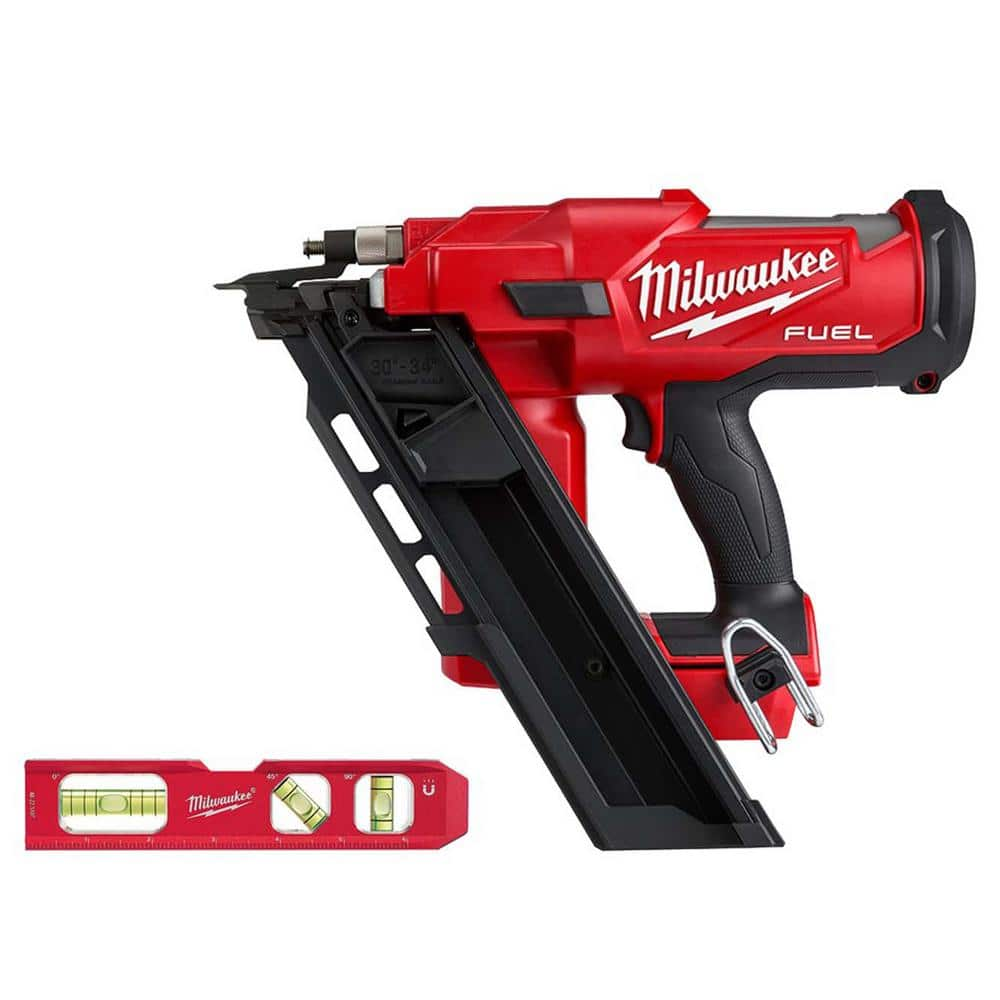 M18 FUEL 3-1/2 in. 18-Volt 30-Degree Lithium-Ion Brushless Cordless Framing Nailer W/7 in. Billet Torpedo Level -  Milwaukee, 2745-5107