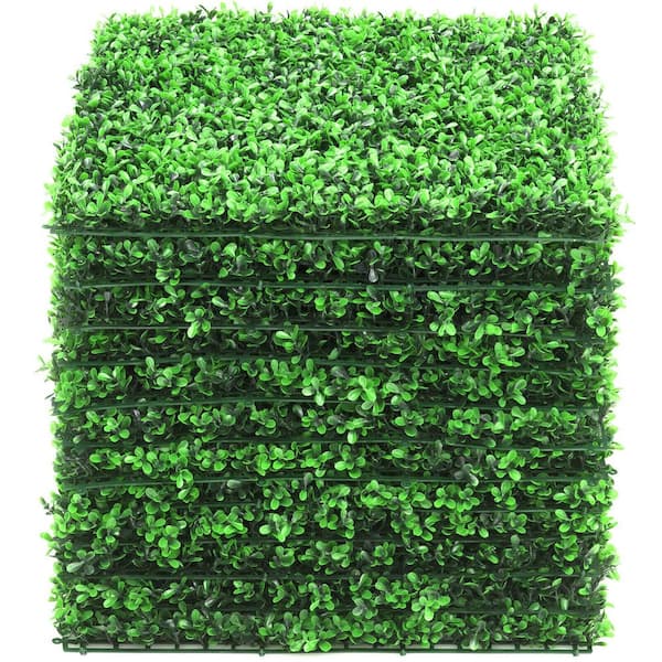 ANGELES HOME 20 in. H PE Garden Fence Artificial Peanut Leaf Hedges Panels (12-Pieces)