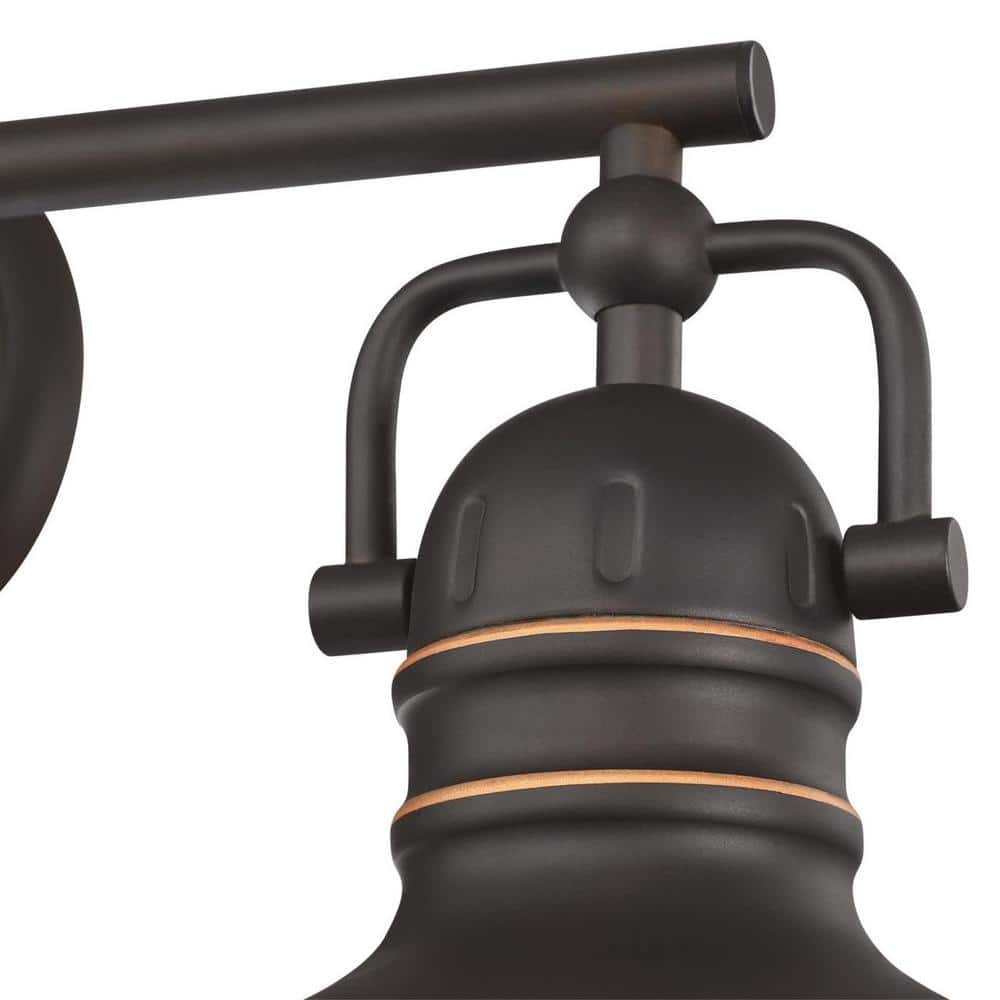 Boswell Vintage-Style Bronze 3-Light Vanity Fixture with Frosted Prismatic Lenses