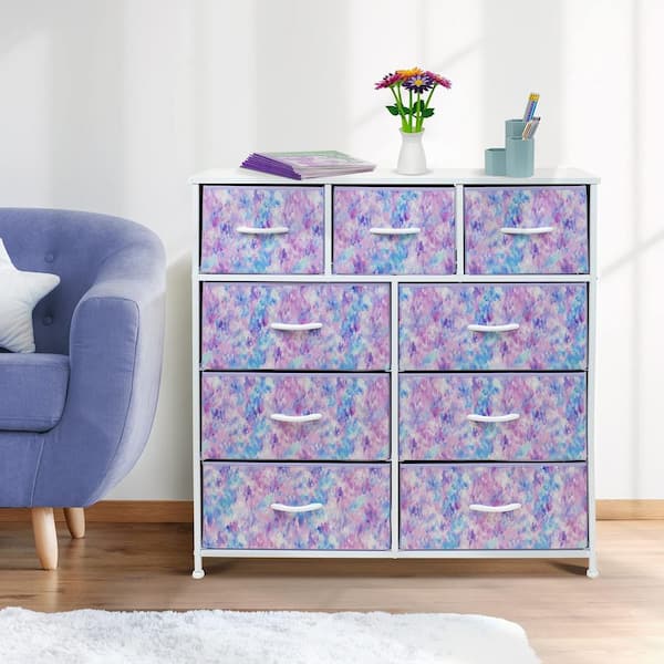 Sorbus 9 Drawers Chest Dresser - Tie-Dye Purple