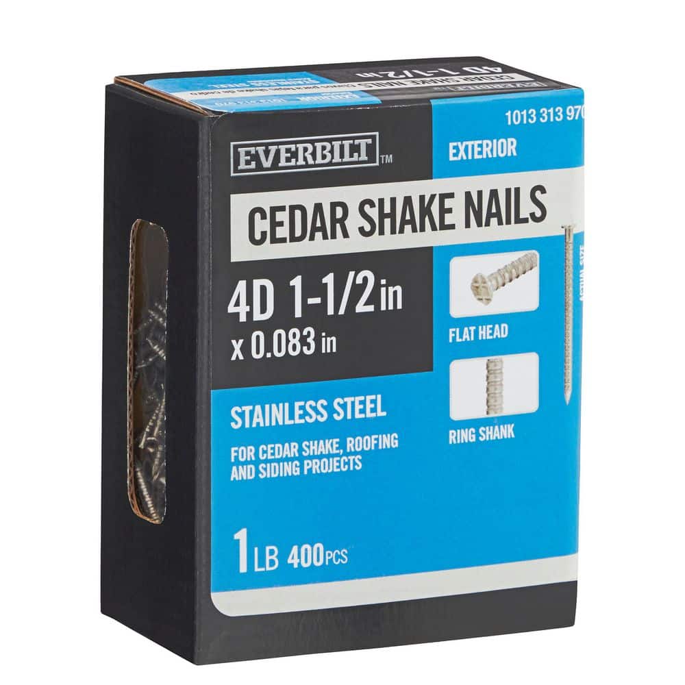 Everbilt 1-1/2 in. x 4D 304 Stainless Steel Ring Shank Cedar Shake