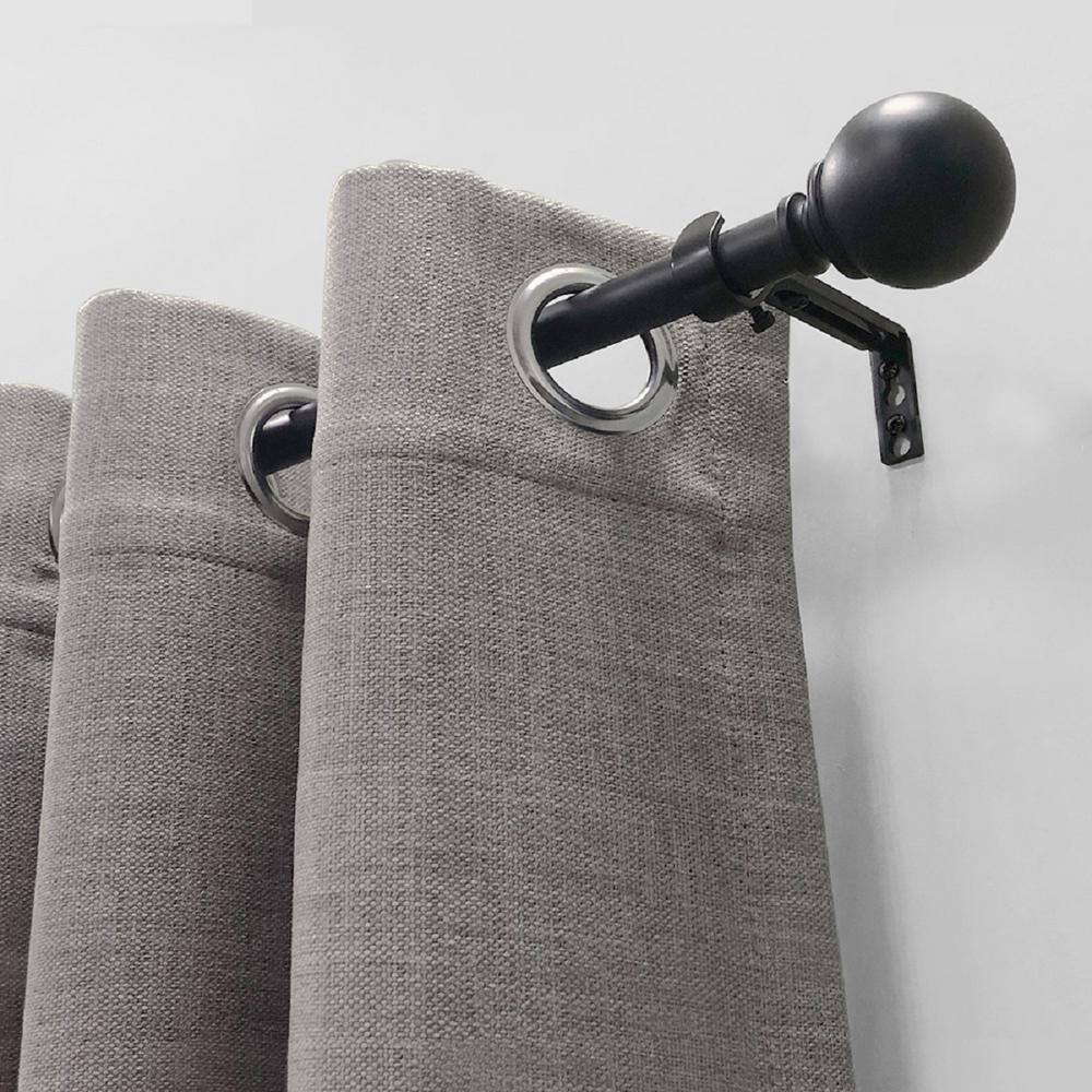 Matte Black 66"-120" Drapery Rod with Sphere Finials