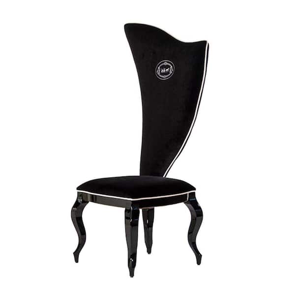 Benjara Black Fabric Long Curved Backrest Dining Chair (Set of 2)