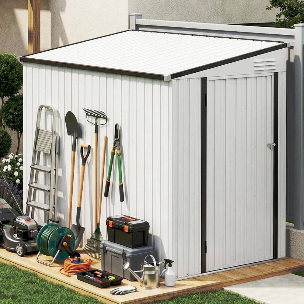 ToolCat 4 ft. W x 7.7 ft. D Metal Shed with Lockable Door and 2