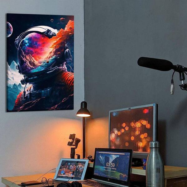 16x24 inch Cool Astronaut Canvas Wall Art, Colorful Fantastic