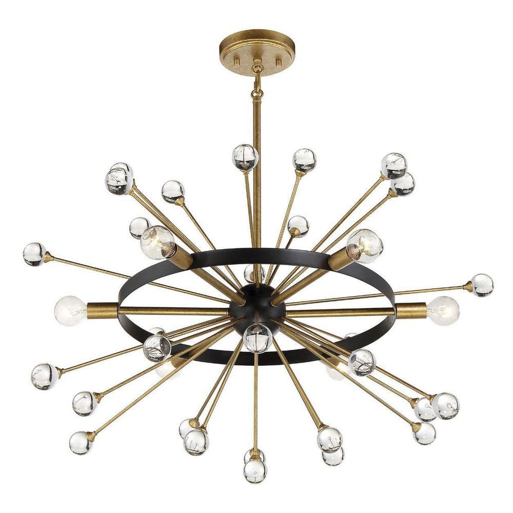 Como Black and Gold Crystal Sputnik Chandelier