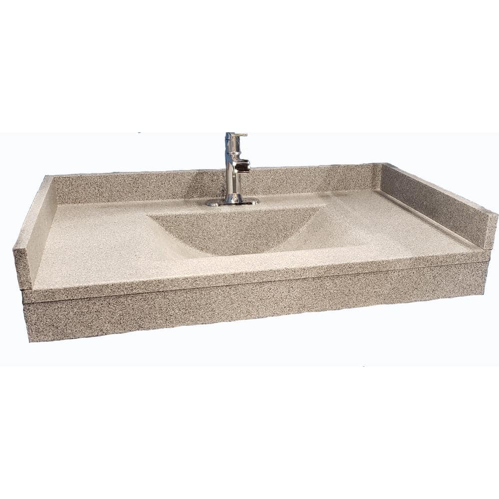 Freedomline 37 in. W x 22 in. D Solid Surface Pocket Vanity Top Kit with Si