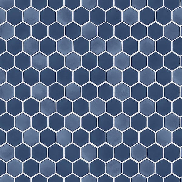Tempaper Sapphire Hexagon Tile Removable Peel and Stick Wallpaper Sample