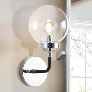 Caleb 1-Light 8 in. Chrome/Black Wall Sconce