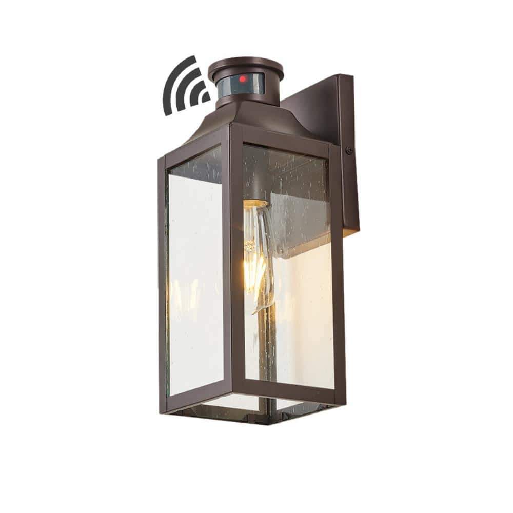 Jushua 1-Light Oil Rubbed Bronze Motion Sensing Metal Outdoor Hardwired ...