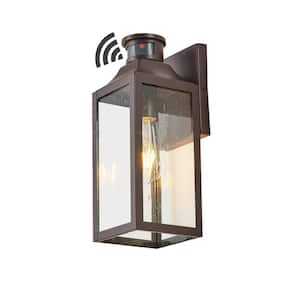 1-Light Oil Rubbed Bronze Motion Sensing Metal Outdoor Hardwired Wall Lantern Sconce with No Bulbs Included