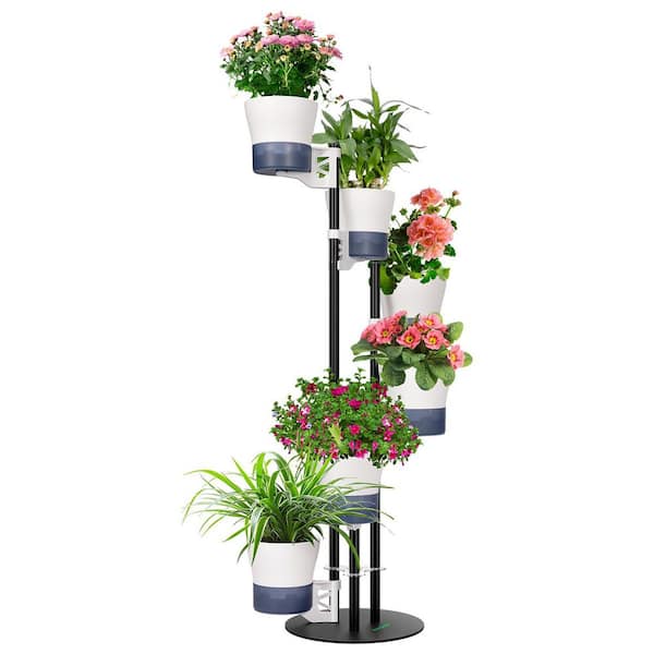 48in. D x 28in. W x 28in. H Indoor/Outdoor 6-Tier Adjustable Plant Stand with Self-Watering Planters