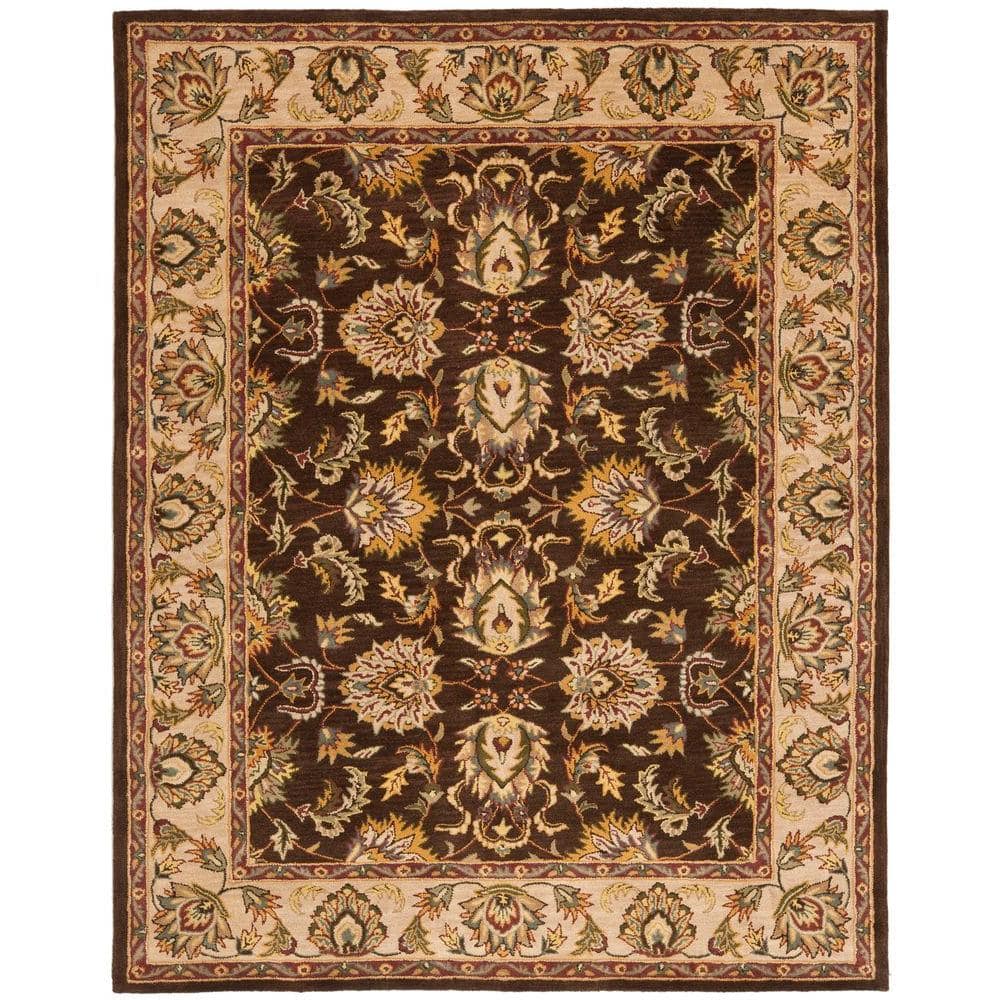 Ivory and Brown Hand-Tufted Wool Area Rug, 6' x 9'
