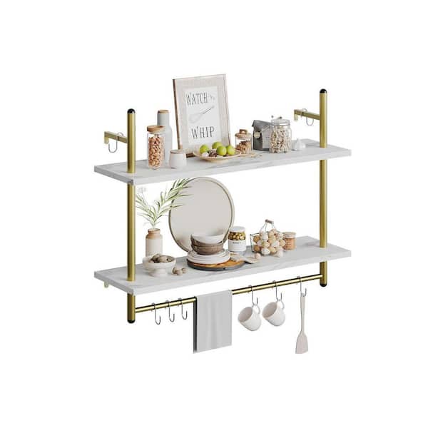 31.5 in. W x 9.45 in. D  White Wood Decorative Wall Shelf