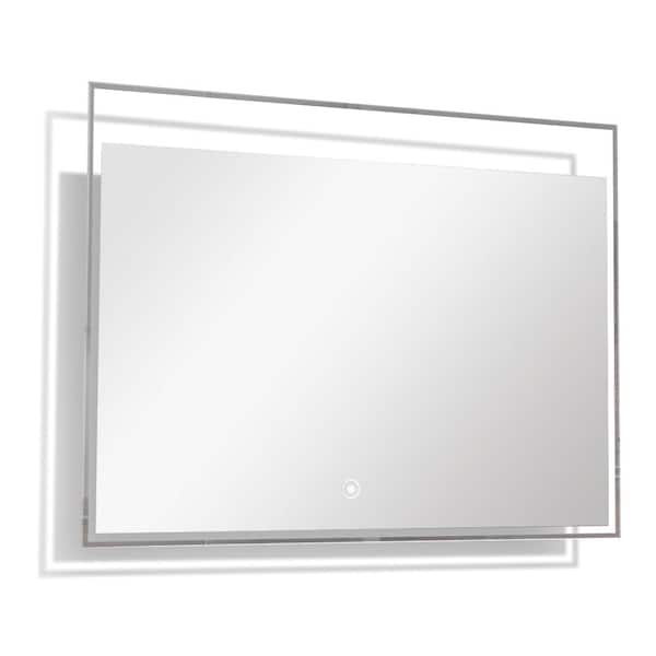 Transolid Taylor 35.43 in. W x 23.62 in. H Frameless Square LED Light Bathroom Vanity Mirror in Silver